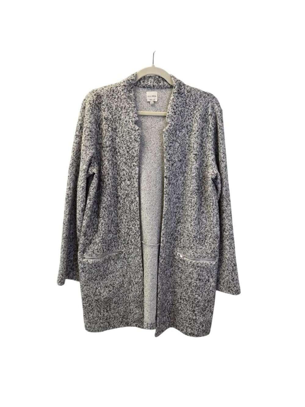 Ellison Wool Blend Heathered Open Longline Cardigan Sweater Size Medium
